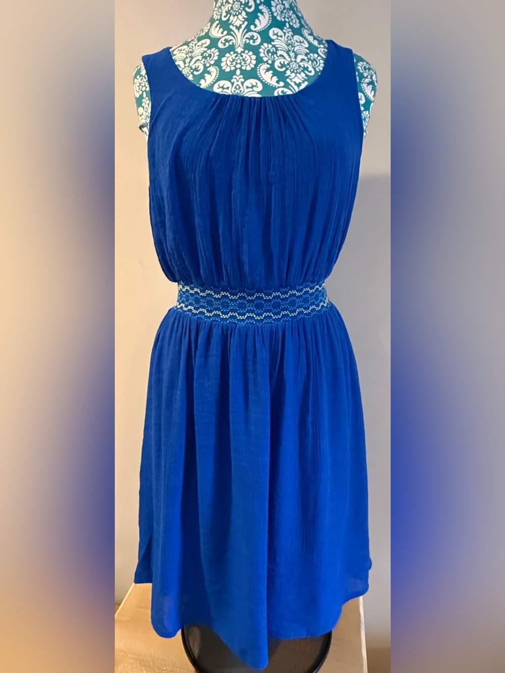 Royal Blue Sleeveless Smocked Waist Dress with Lining - Super Cute On!!